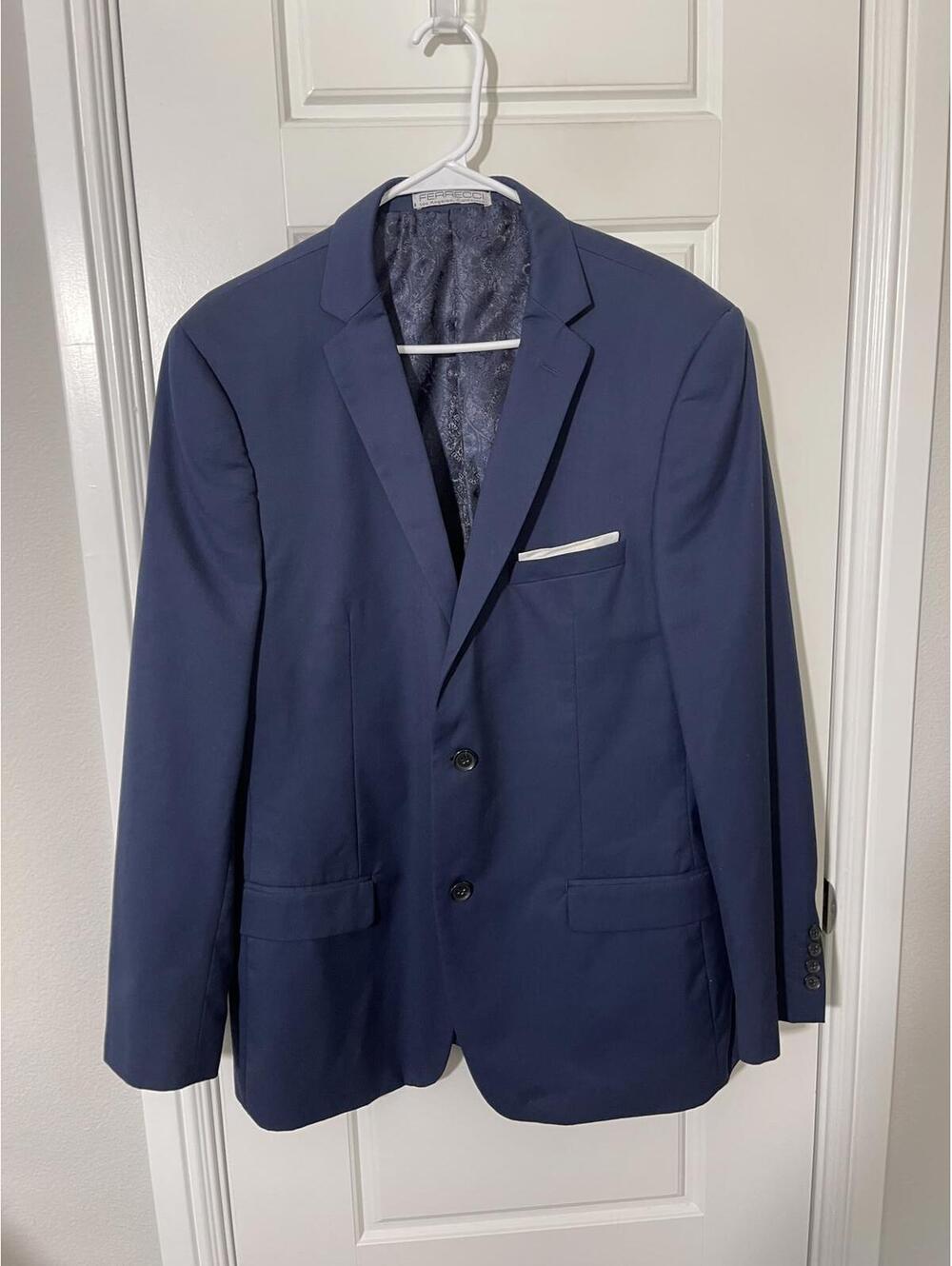 FERRECCI Suits for Men Size Large Navy Blue Blazer 2 Buttons M471